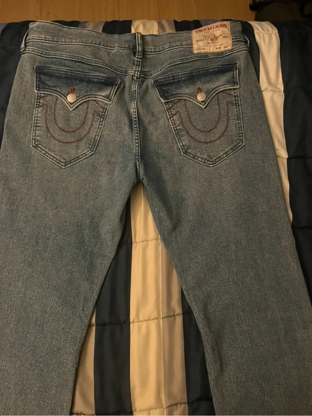 True Religion Men's Light Wash Straight-Leg Jeans